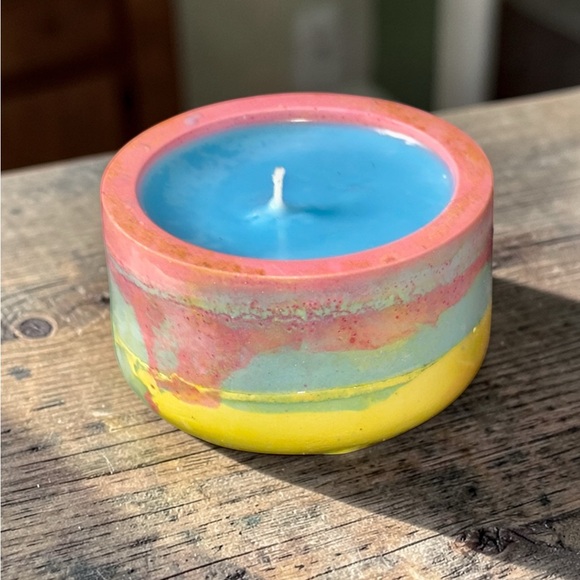 Hand Crafted Other - Handmade Soy Candle | Cotton Scent | Colorful Resin Container Artisan Home Decor